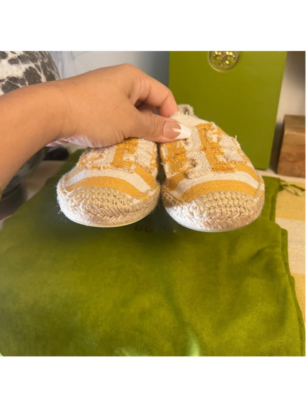 Tory burch frayed canvas aline denim espadrille in citrus